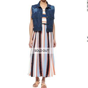 Elle Sasson Koa Pleated Striped Chiffon Silk Skirt